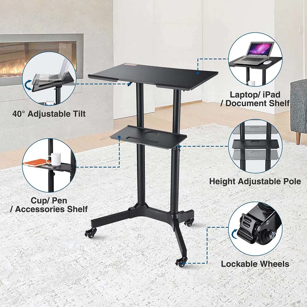 Adjustable Mobile Laptop Cart Black