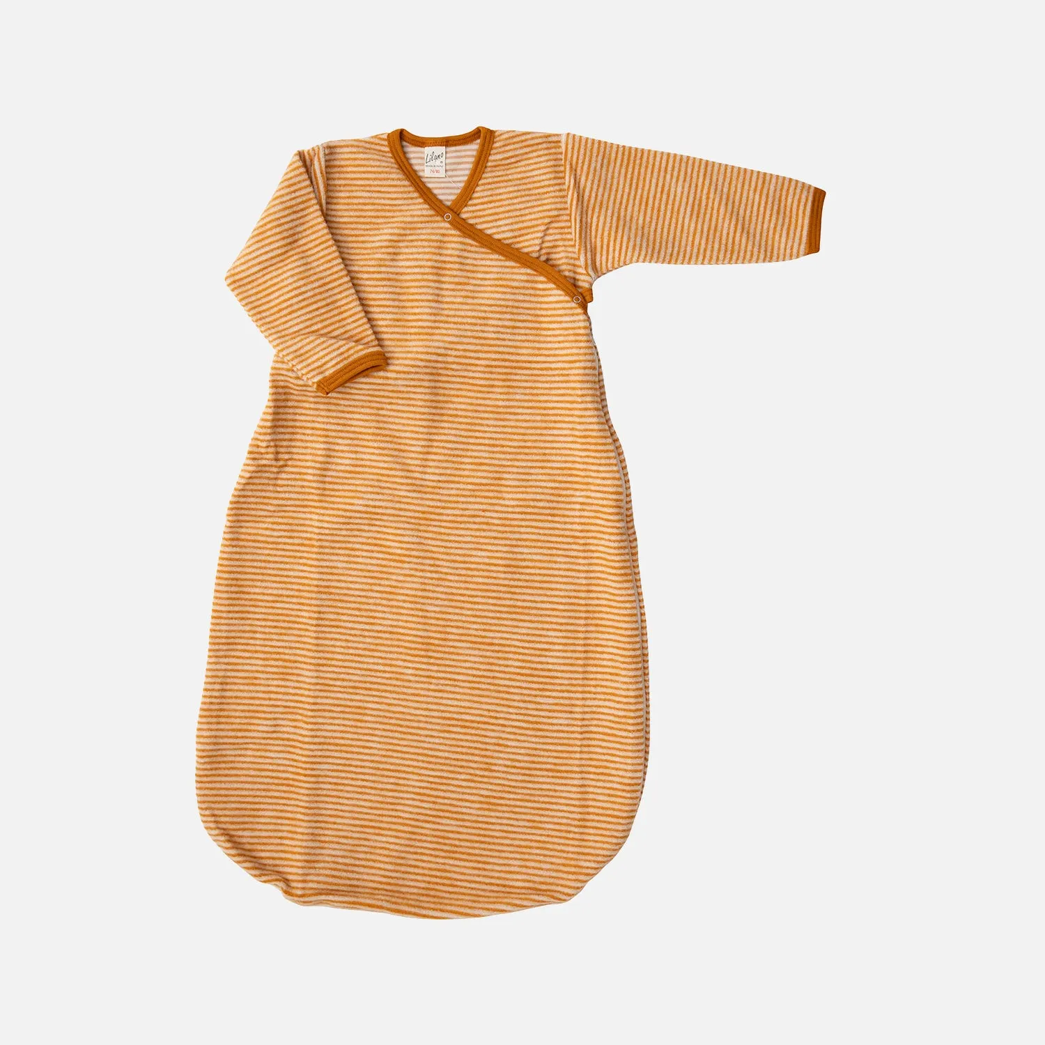 Baby Merino Wool Brushed Terry Wrap Sleeping Bag - Curry/Natural