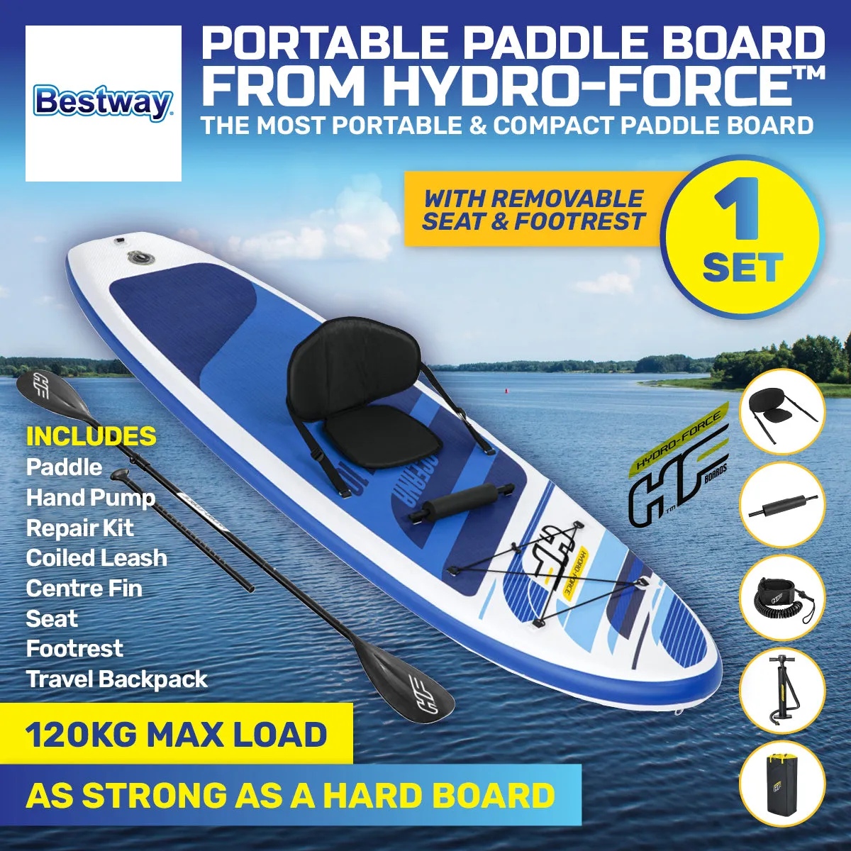 Bestway 3m Paddle Board Inflatable Removable Seat Innovative Technology