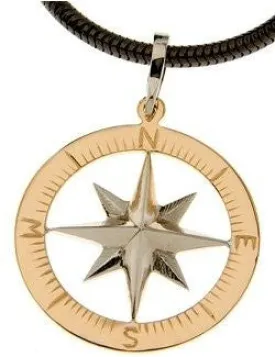 Compass Rose Gold Waypoints Necklace Large Pendants