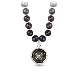 Direction Freshwater Pearl Necklace - Peacock Black