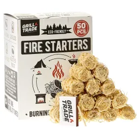 Firestarters 50 Pcs | Natural Fire Starters For Fireplace, Wood Stove, Campfires, Fire