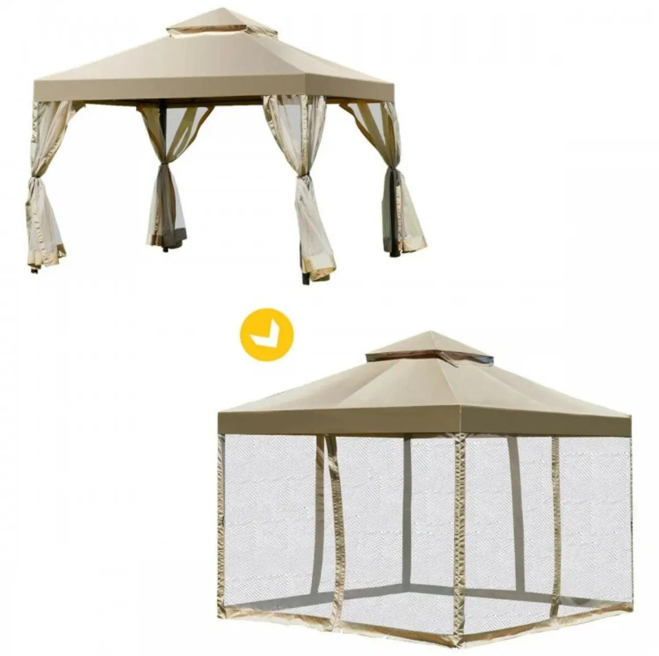 Heavy Duty Beautiful Outdoor 2-Tier 10x10 FT Screw-Free Structure Patio Shelter Gazebo Canopy | For Gatherings, BBQ, Pool, Etc | Waterproof | Easy Assembly