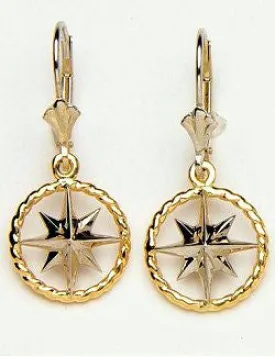 Nautical Line Compass Rose Earrings