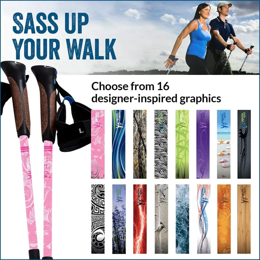 Ocean Design - Adjustable Walking Poles w-Rubber Feet and Travel Bag - Ocean Design - Great for Walking and Hiking - For Heights up to 6’2”