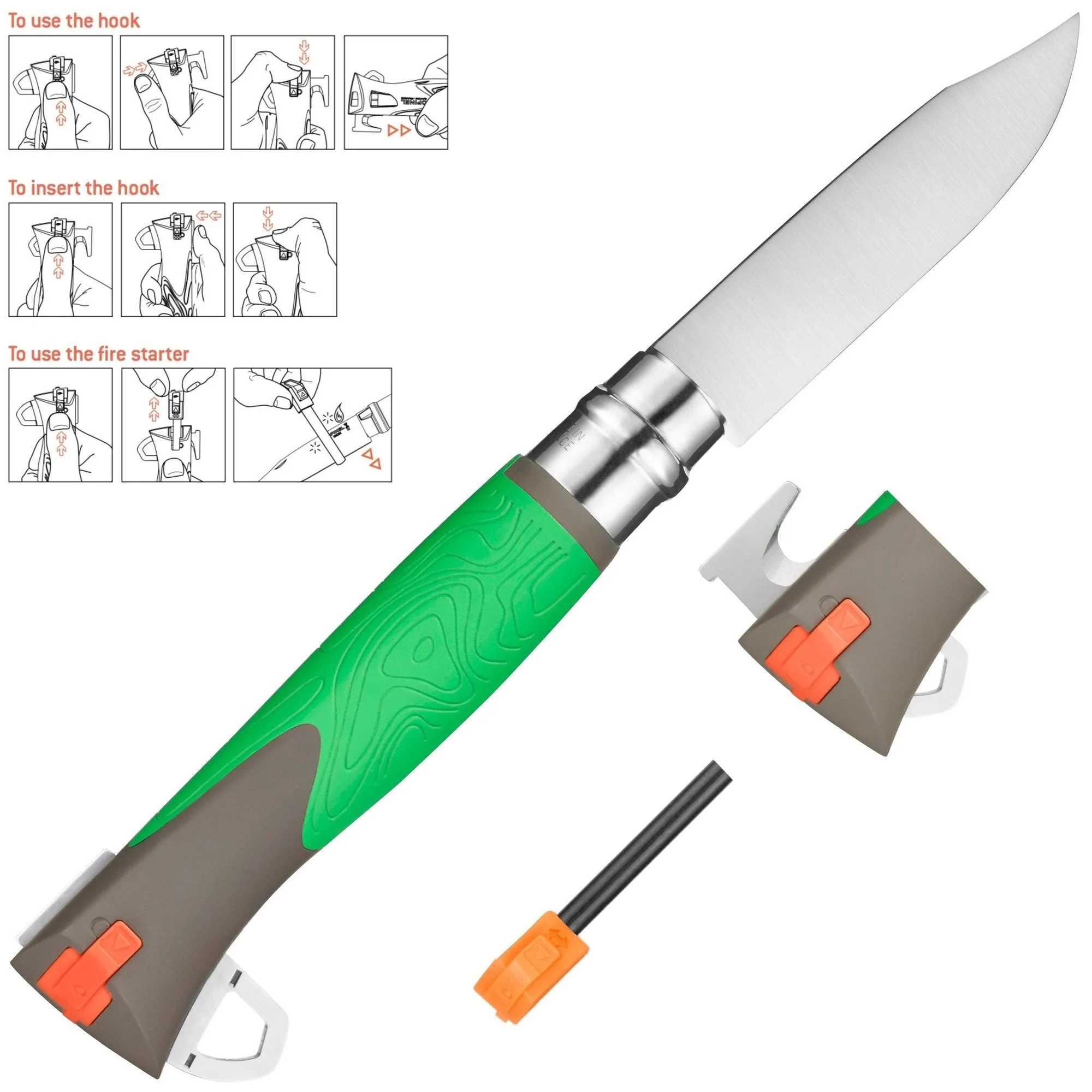 Opinel No 12 Green Explore Folding Knife 3.98in Blade Sandvik 12C27 Stainless Steel