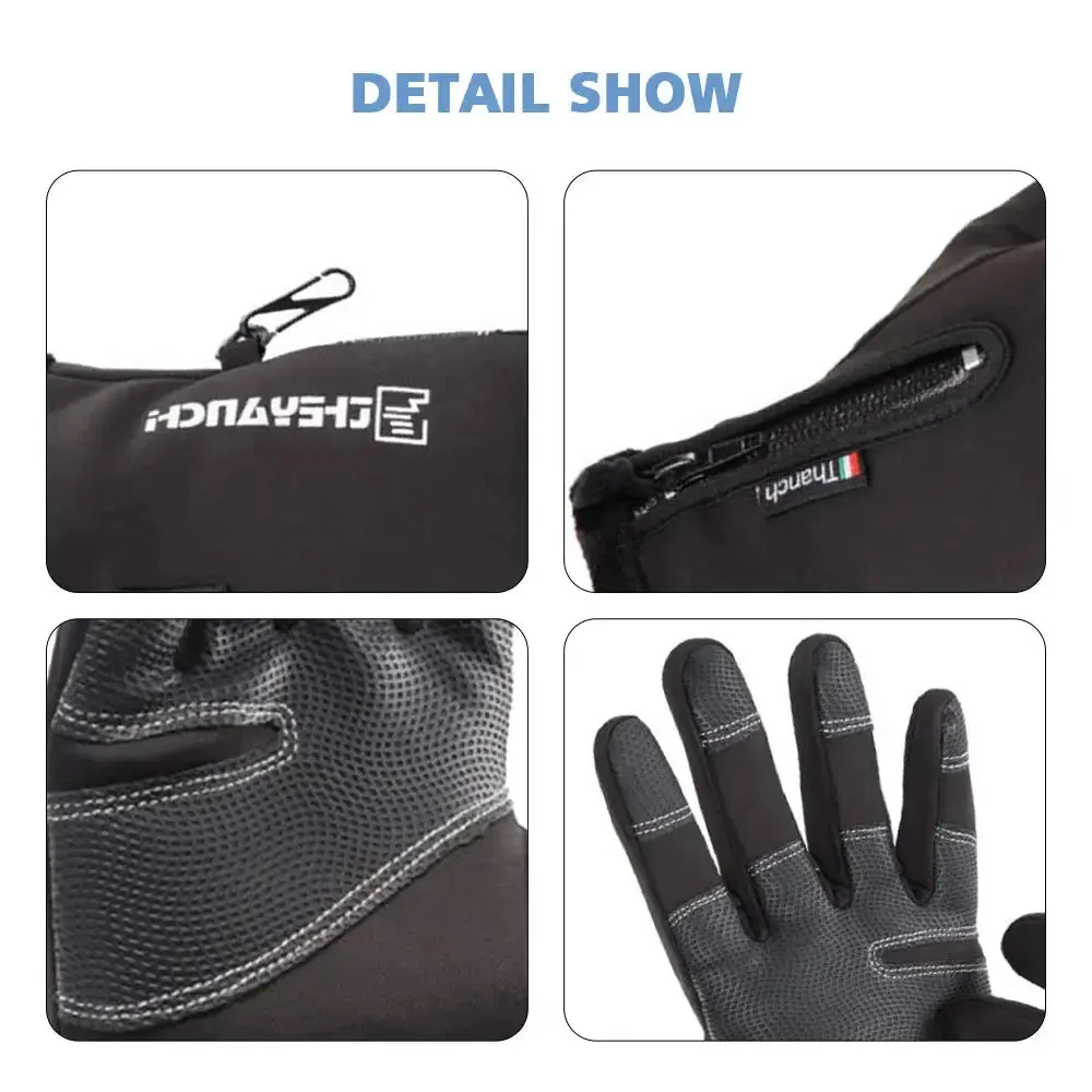 Outdoor Winter Gloves Motorcycle Warm Gloves Men Waterproof Thermal Guantes Gloves Non-Slip Touch Screen Cycling Bike Gloves