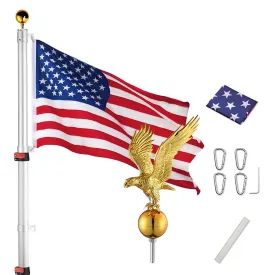 TheLAShop 25ft Telescoping Flagpole Kit with Deluxe Eagle & Ball