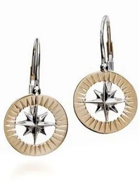 Waypoints 14k Yellow/White Gold Petite Compass Rose Earrings